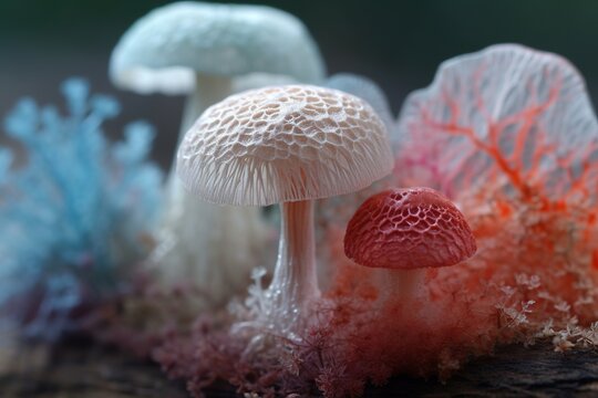 delicate molten matt transparent translucent muscaria amanita mycelium | Created With Generative AI