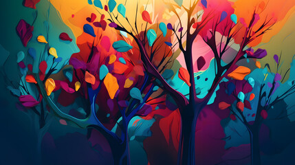 Obraz na płótnie Canvas Elegant colorful tree with vibrant leaves
