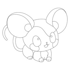 Cute little mouse with a kind smiling face and big eyes.