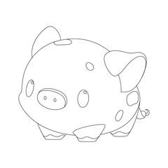 Cute little pig with a kind smiling face and big eyes.