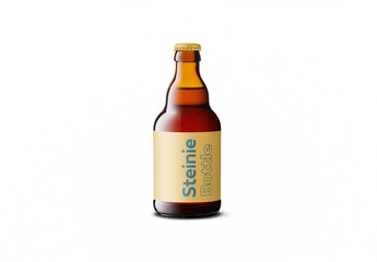 Mockup of customizable steinie bottle and label available against customizable color background