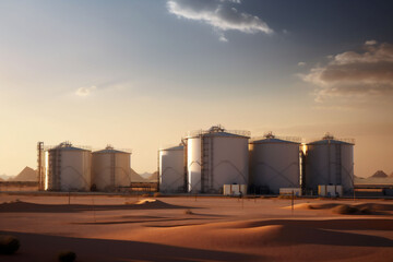 Obraz premium fuel oil industry gas energy industrial pipe refinery factory tank. Generative AI.