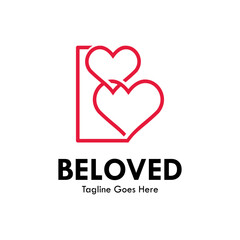 b letter with love or beloved design logo template illustration