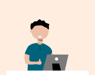 Employee on an online meeting. Businessman on teleconference illustration. Business and working concept 