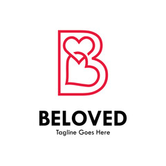 b letter with love or beloved design logo template illustration