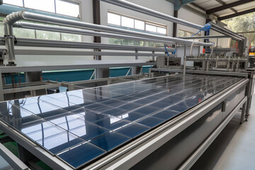 Obraz premium renewable engineering equipment energy manufacturing production panel technology solar industry. Generative AI.