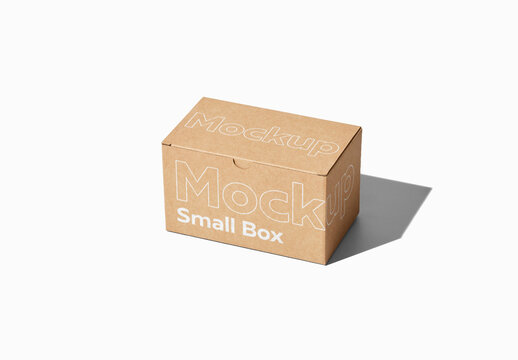 Mockup of customizable closed small rectangular cardboard box available against customizable color background