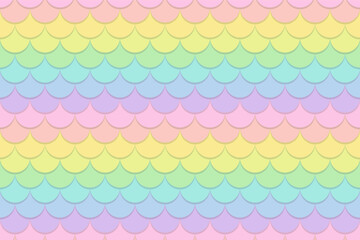 Seamless fish scale background in pastel rainbow colors. Colorful scale pattern with shadows. Pattern swatch included. © Torico