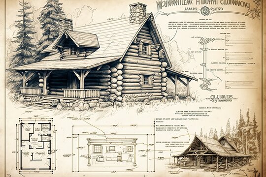 fantasy log cabin blueprints | Created With Generative AI