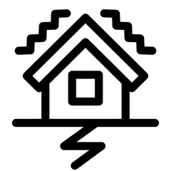 災害、地震を表すラインスタイルのアイコン