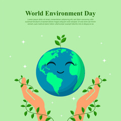 Vector illustration of World Environment Day 5 June social media story feed mockup template