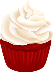 red velvet cupcake handdrawn illustration