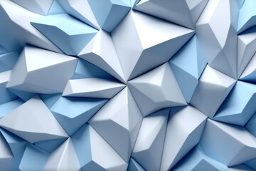 Beautiful futuristic Geometric background for your presentation. Textured intricate 3D wall in light blue and white tones. realistic background. Generative AI,
