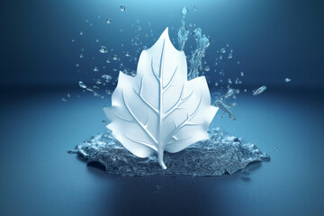 white leaf inside aqua cloud logo, Generative AI