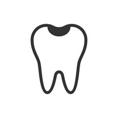 Ill caries tooth, cute vector icon illustration