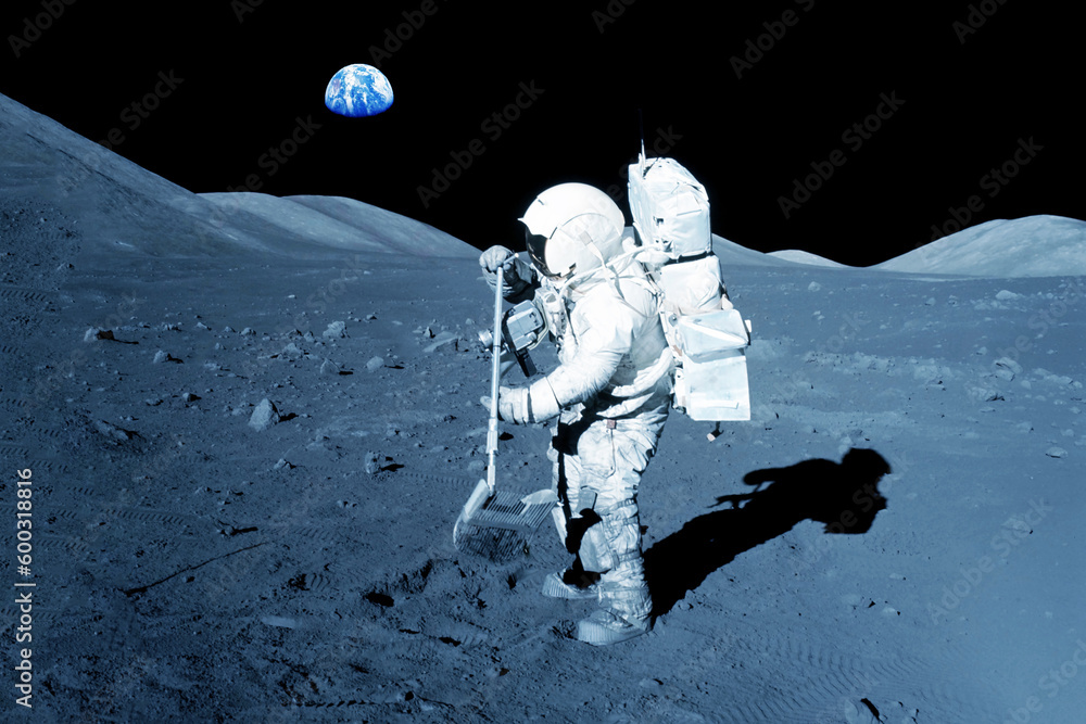 Wall mural astronaut on the moon, space exploration. elements of this image furnishing nasa.