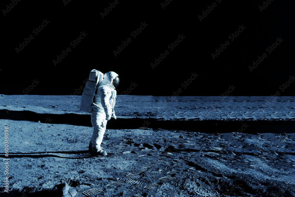 Wall mural astronaut on the moon, space exploration. elements of this image furnishing nasa.