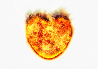 burning heart on fire