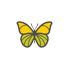 Fototapeta na wymiar Butterfly colorful vector icon, nature simple illustration
