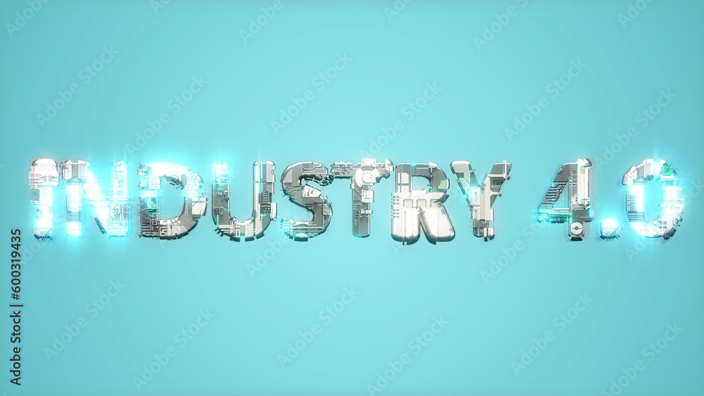 Poster modern shining cybernetic text on blue bg - abstract 3d rendering