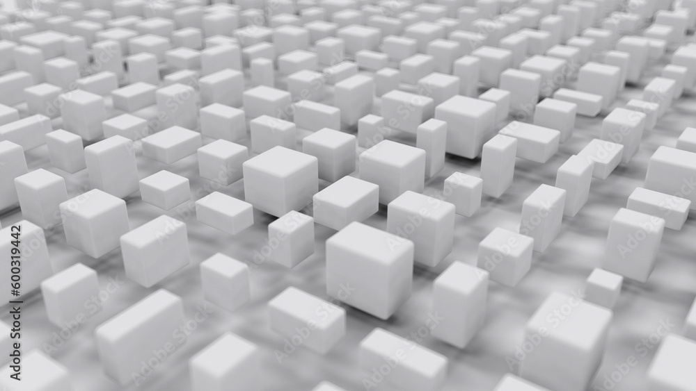 Aufkleber many white cuboids geometrical graphics - cg concept - abstract 3d rendering