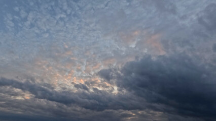beautiful yellow, blue and orange light sunrise clouds cloudscape - photo of nature