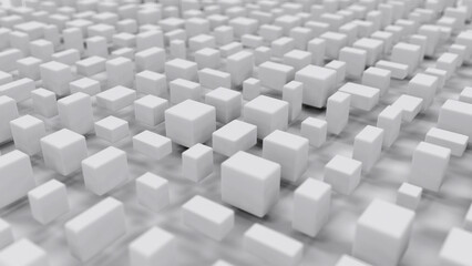 Many white cuboids geometrical graphics - cg concept - abstract 3D rendering