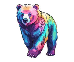 Colorful Bear Logo, Bear Sticker, Pastel cute colors