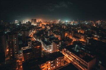 Fototapeta na wymiar Cityscape view after dark. Generative AI