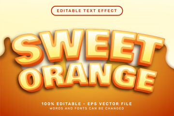 Fototapeta na wymiar sweet orange 3d text effect and editable text effect