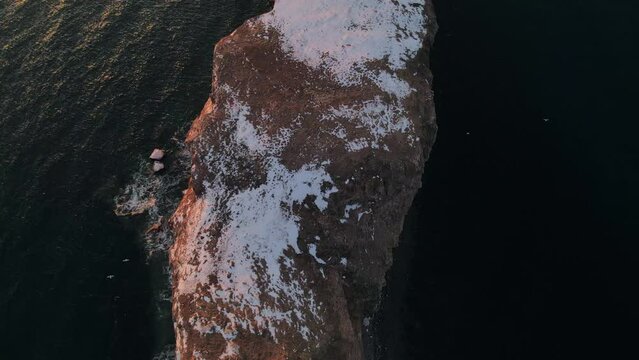 Drine top down view at 60fps of famous Perce rock in Perc&eacute;, Qu&eacute;bec, Canada.