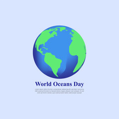Vector illustration of World Oceans Day 8 June social media story feed mockup template