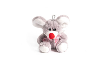 Fluffy toy mouse isolated on white background