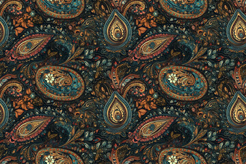 seamless oriental Indian paisley pattern. Oriental traditional ornament. Generative AI illustration