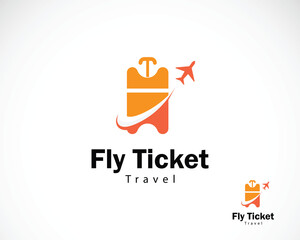 fly ticket logo creative design concept travel icon modern