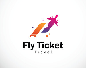 fly ticket logo creative design concept travel icon modern