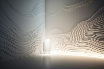 White 3D lines undulate on abstract wallpaper with a light render. Generative AI