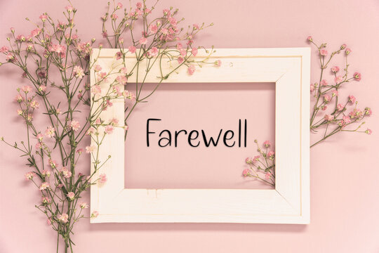 Vintage Photo Frame With Flower Arrangement, English Text Farewell