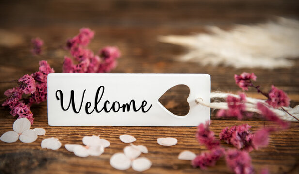 Natural Background With Label With Welcome