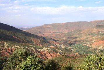 Fototapeta na wymiar Mountain landscape in the North Africa, Morocco. Aerial view of Atlas mountains