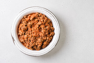 minced meat and tomato bolognese sauce