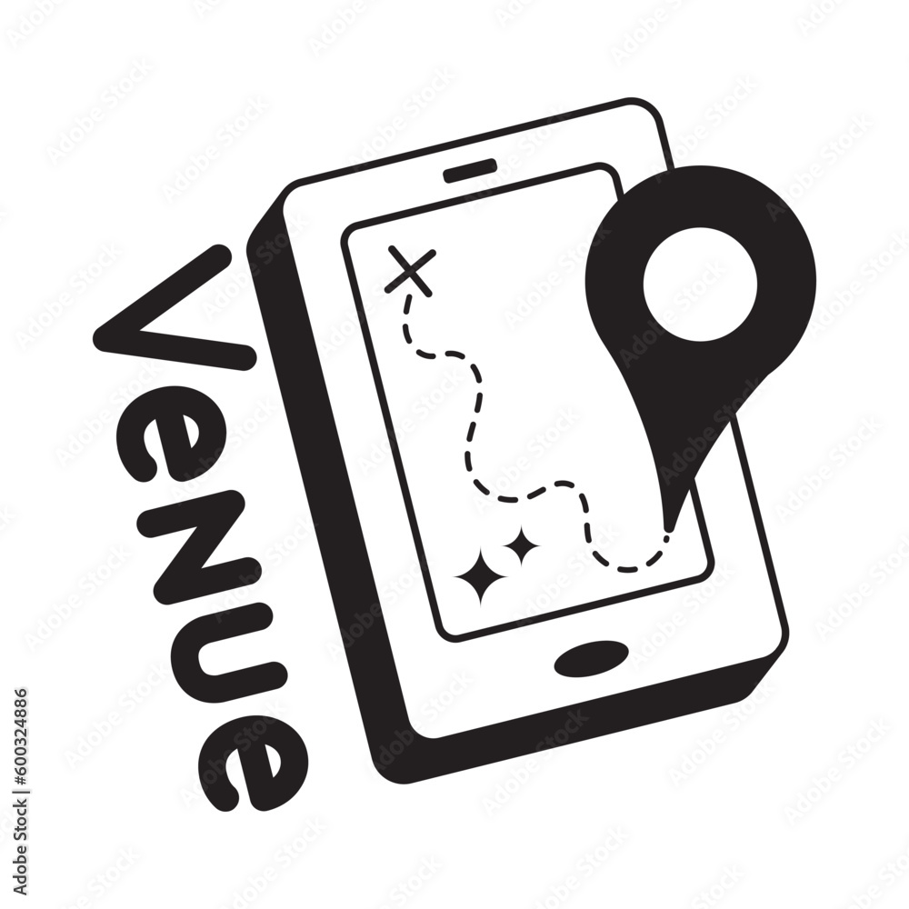 Poster mobile navigation doodle vector outline icon. eps 10 file