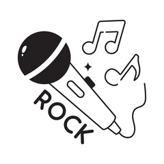 Rock Music doodle vector outline icon. EPS 10 file