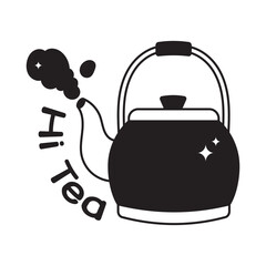 kettle doodle vector outline icon. EPS 10 file