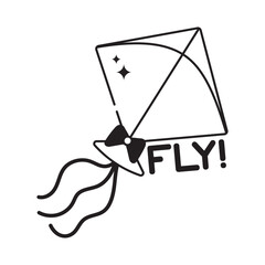 Kite doodle vector outline icon. EPS 10 file