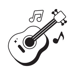 Guitar doodle vector outline icon. EPS 10 file