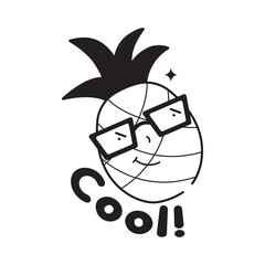  Fresh Pineapple doodle vector outline icon. EPS 10 file