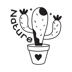 Cactus doodle vector outline icon. EPS 10 file