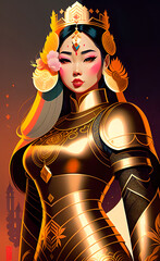 Fantasy Queen in Golden Armour