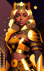 Fantasy Queen in Golden Armour